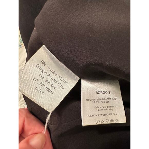 VINTAGE GIORGIO ARMANI BLACK SILK BORGO 21 SINGLE BREASTED BLAZER JACKET 40 - Picture 4 of 6